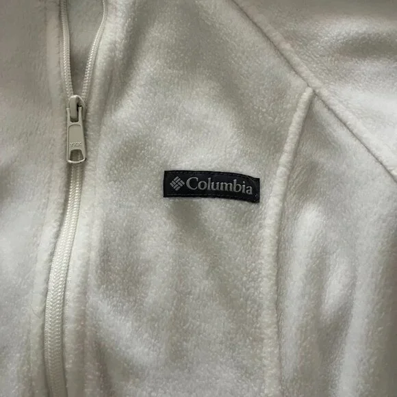 Columbia Full Zip Up Jacket Fleece Women Small White Pockets Outdoor Lightweight - Picture 4 of 11